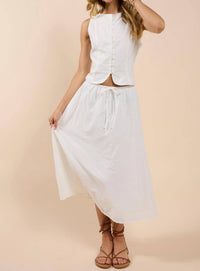 Sadie & Sage - Sundream Eyelet Drawstring Maxi Skirt