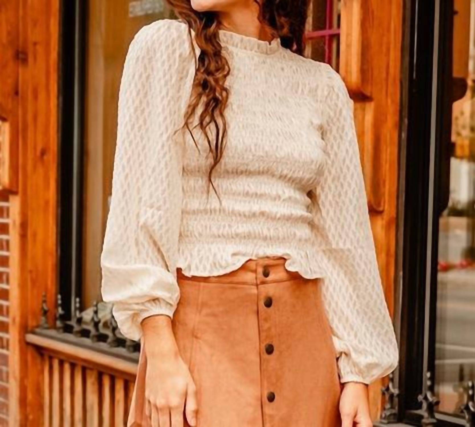 Sadie & Sage - Tea Time Smocked Long Sleeve Top - blouses - clothing - shirts