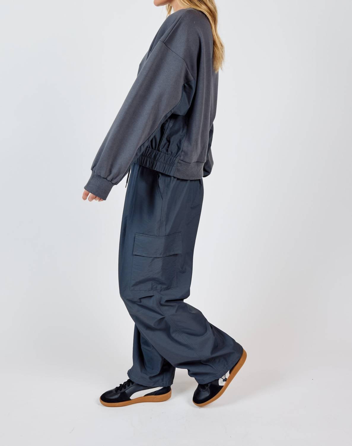 Sadie & Sage - Vita Elastic Waist Cargo Pants - clothing - grey - pants