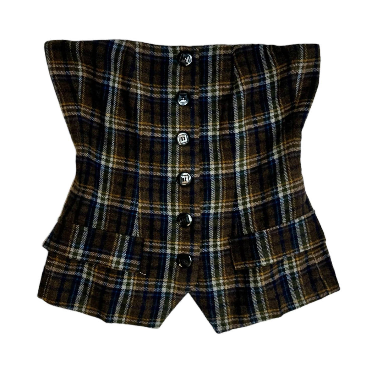 Sage The Label - Strapless Plaid Print Bustier Top