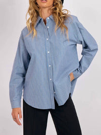 Sage The Label - Back Tie Striped Oversized Shirt