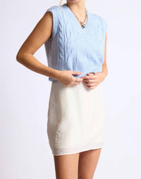 Sage The Label - Cache Cable Knit Sweater Vest - blue - clothing - polyester