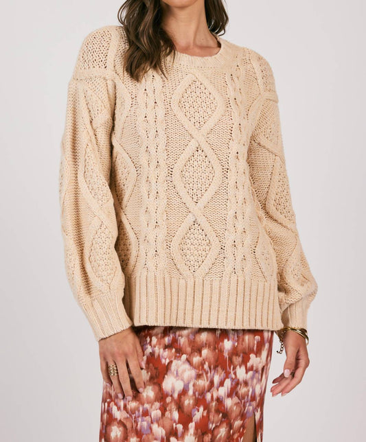 Sage The Label - Cedar Oversized Cable Knit Sweater - acrylic - beige - clothing