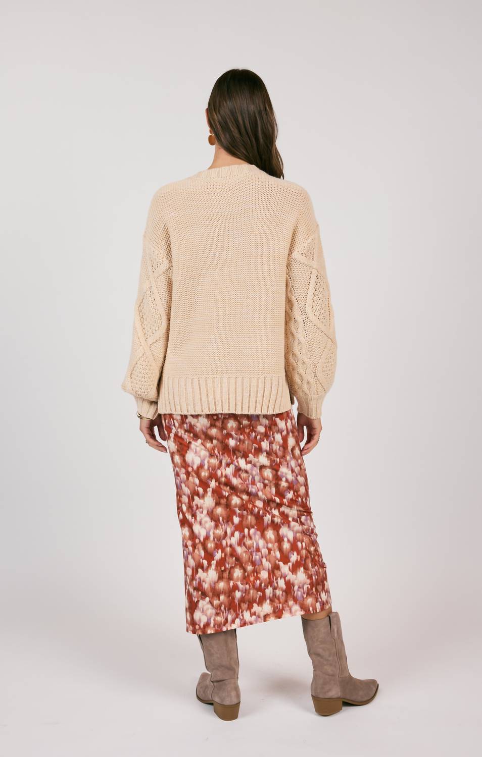 Sage The Label - Cedar Oversized Cable Knit Sweater - acrylic - beige - clothing