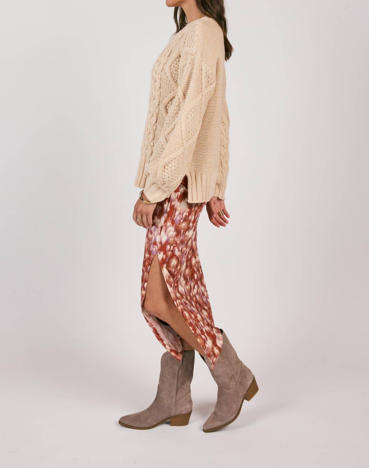 Sage The Label - Cedar Oversized Cable Knit Sweater - acrylic - beige - clothing