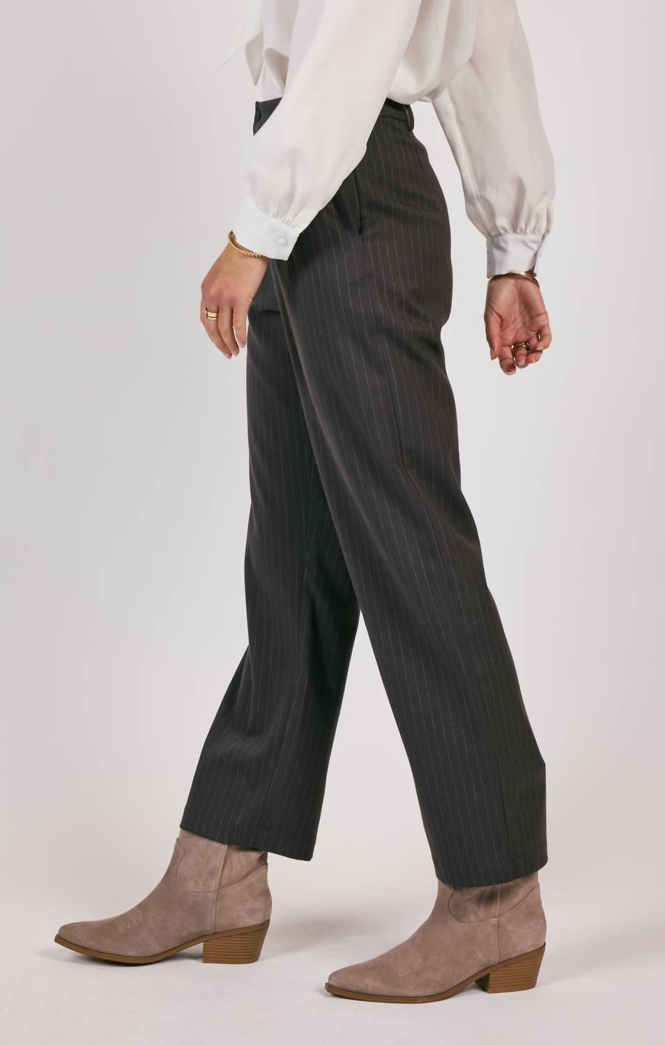 Sage The Label - High Up Pinstripe Trouser - black - clothing - pants