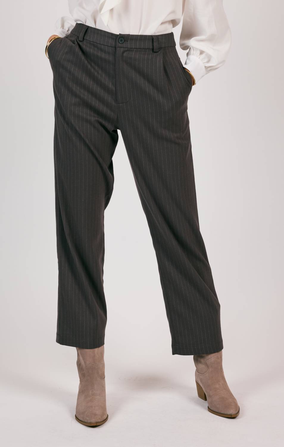Sage The Label - High Up Pinstripe Trouser - black - clothing - pants