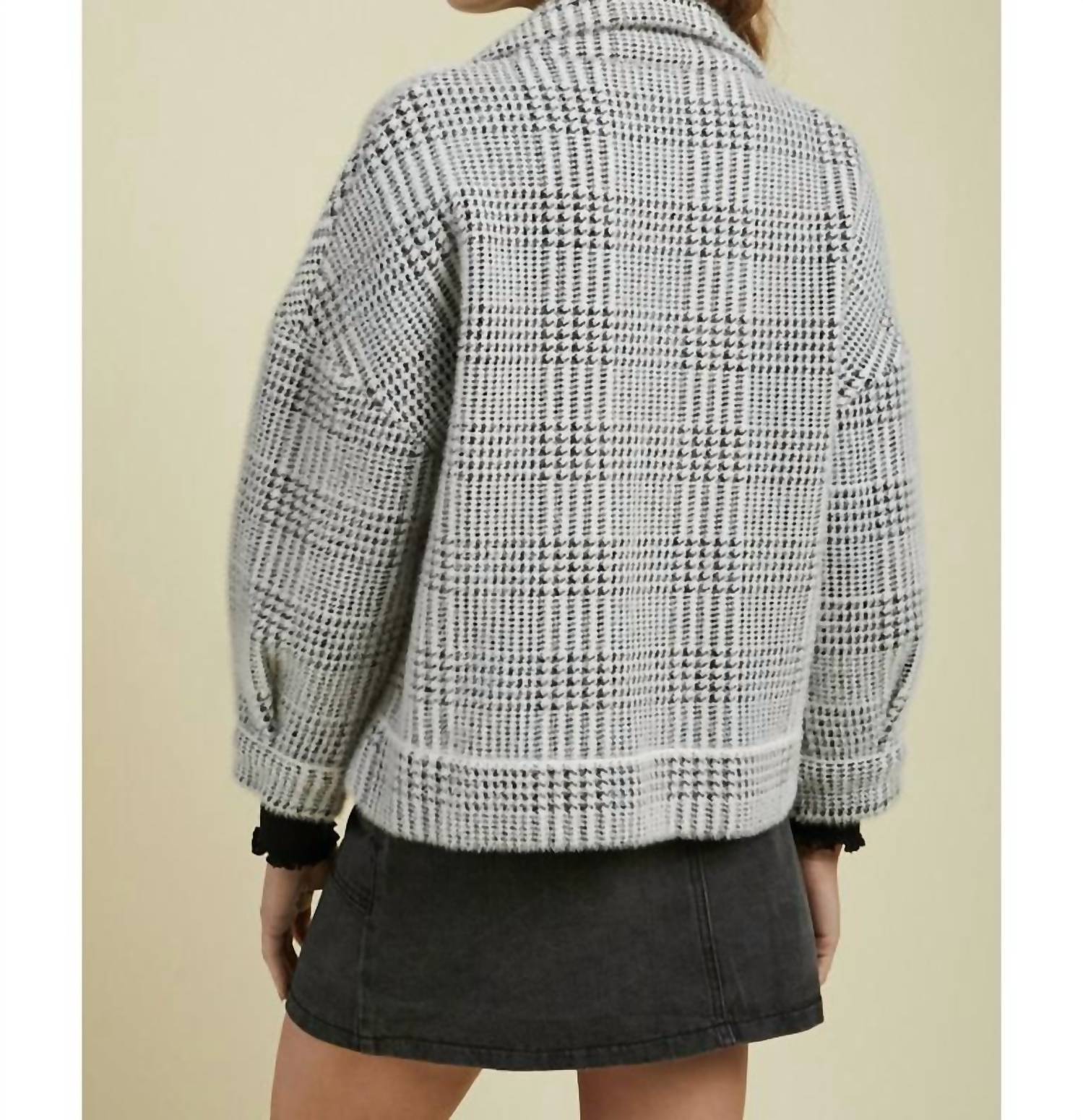 Sage The Label - Lola Plaid Sweater Jacket - black - casual - jacket - clothing