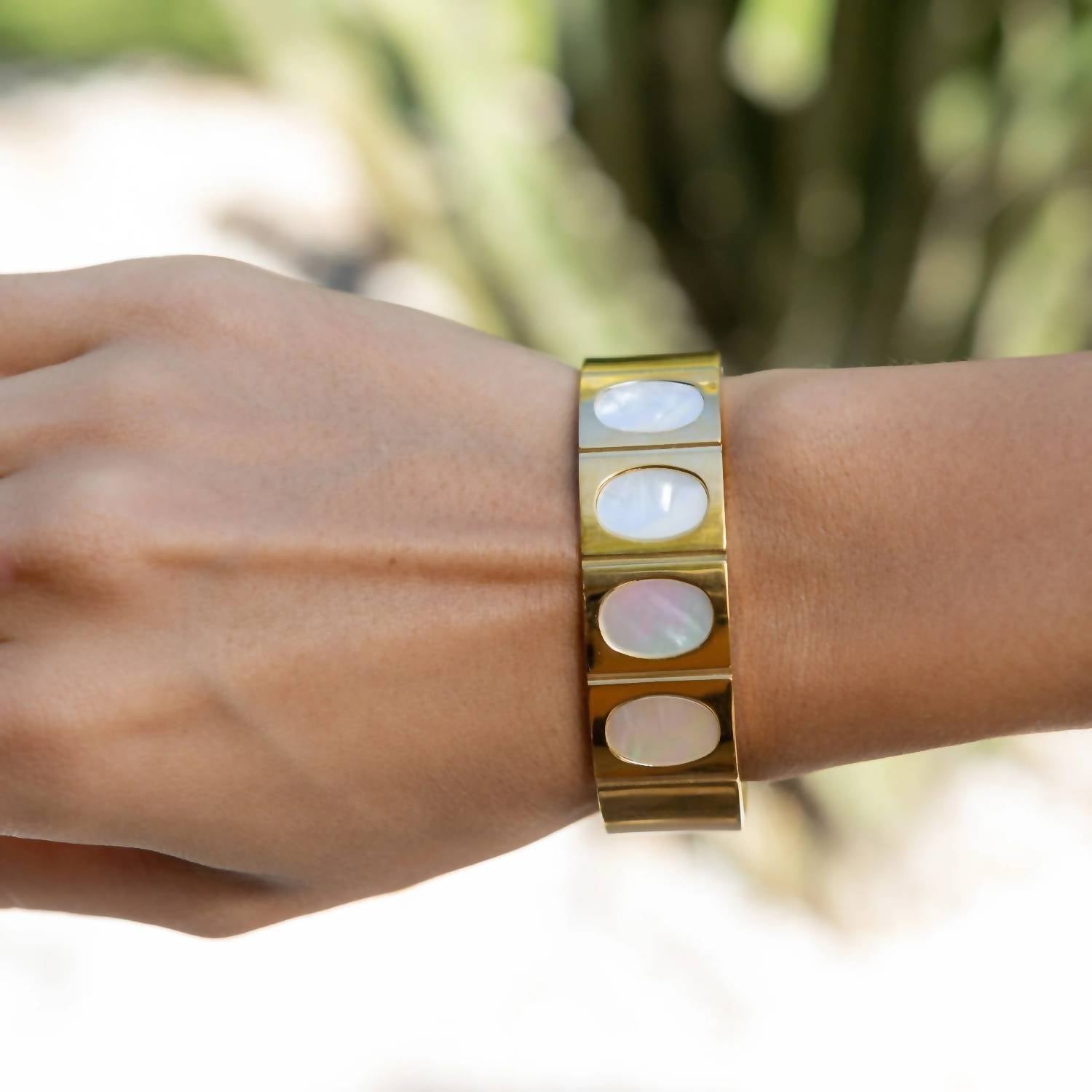 Sahira - Women's Dahlia Cuff Bracelet - bracelets - gold - jewelry