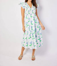 Sail To Sable - Flutter V-neck Smocked Midi Dress