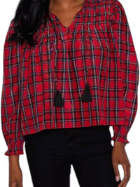 Sail To Sable - Long Sleeve Tassel Front Blouse