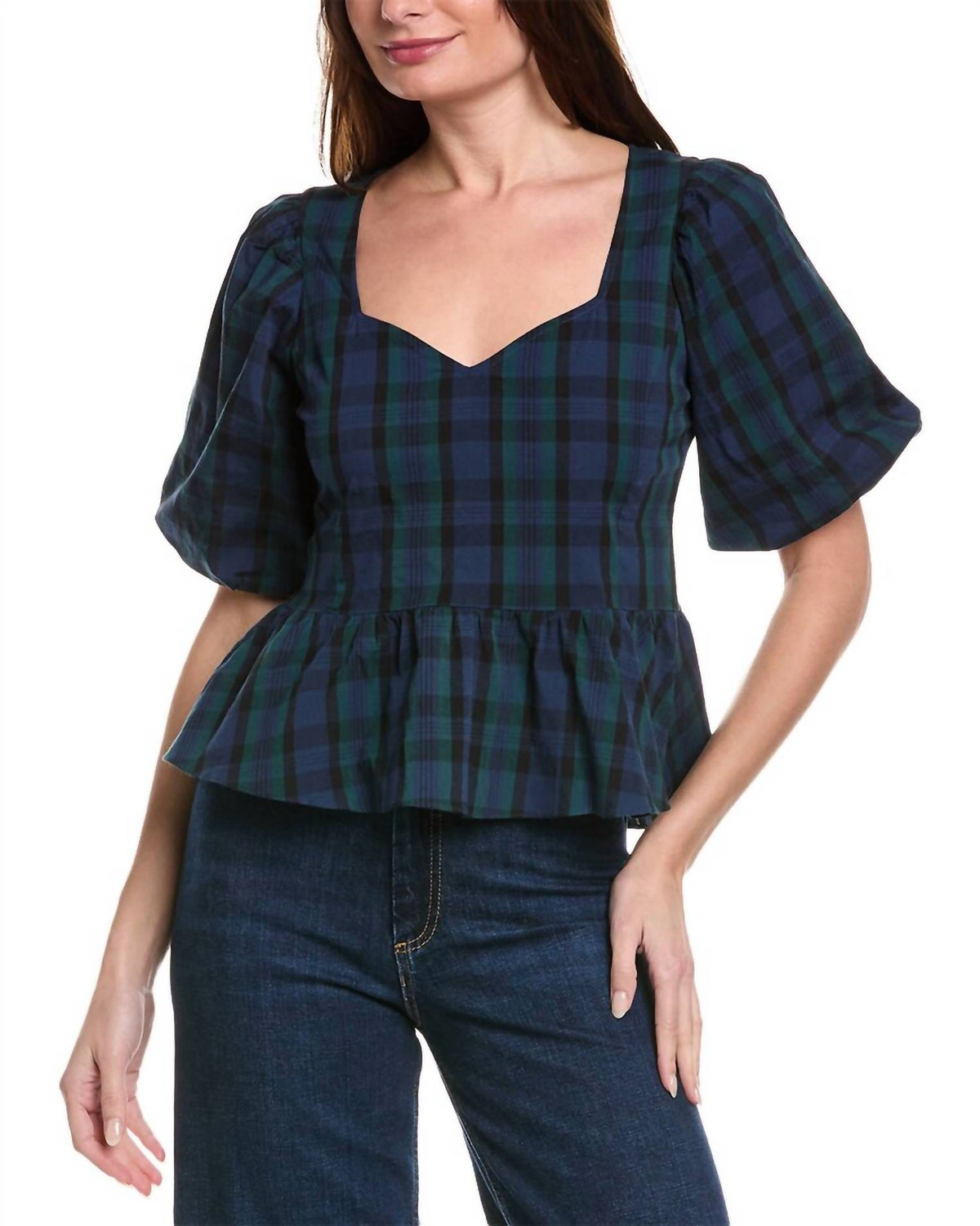 Sail To Sable - Puff Sleeve Peplum Top
