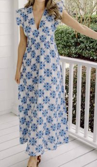 Sail To Sable - V-neck Flutter Maxi Dress