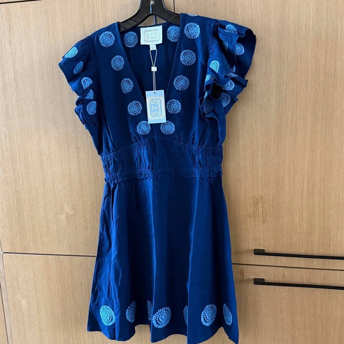 Sail To Sable - V-neck Flutter Sleeve Mini Dress