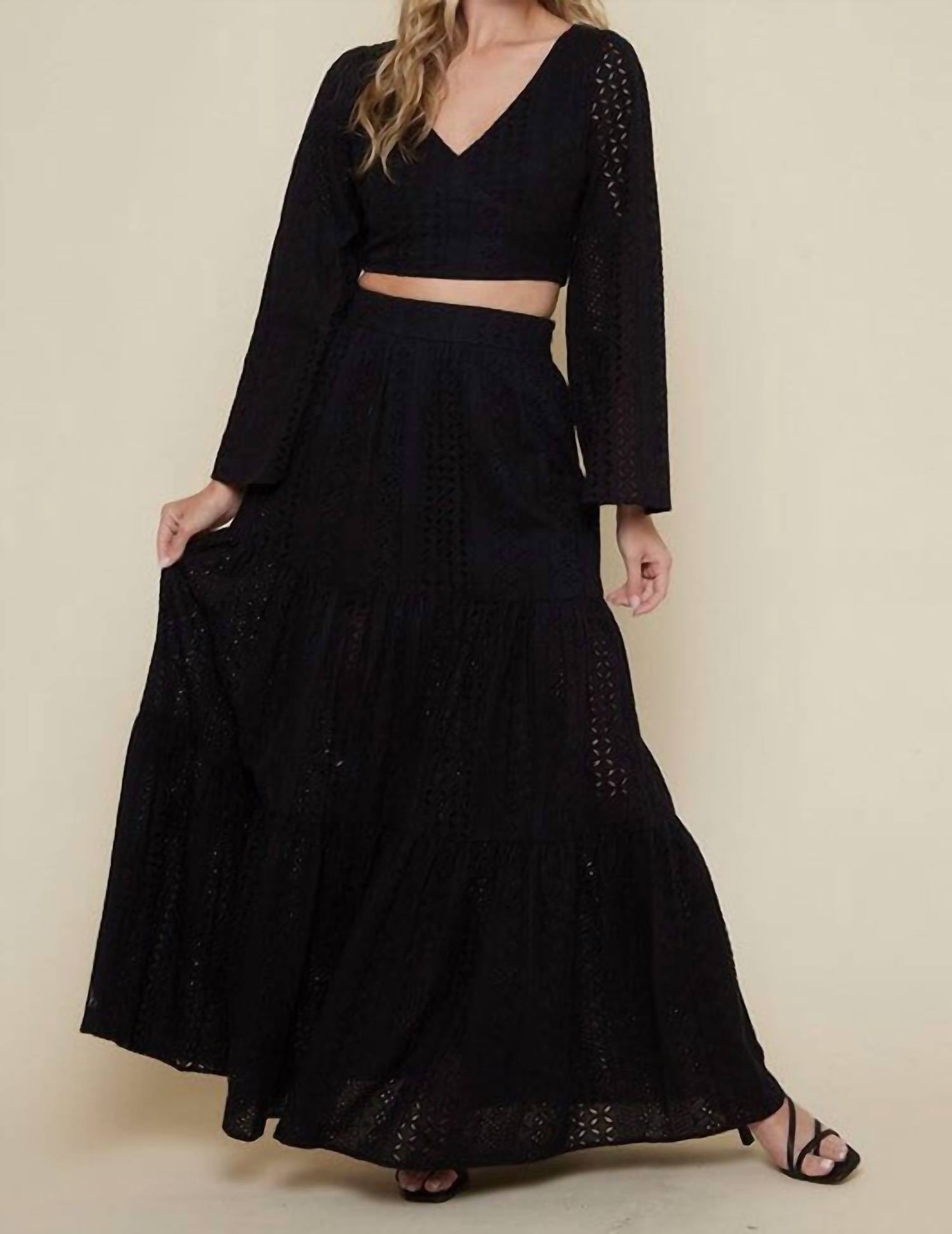 Saints & Hearts - Becky Eyelet Set - black - clothing - cotton