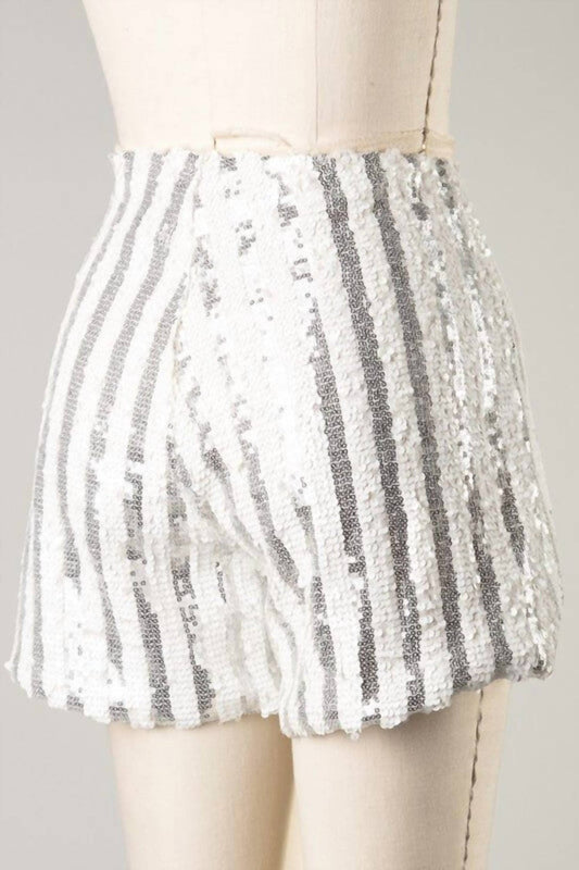 Saints & Hearts - Charlotte Striped Sequins Shorts - clothing - high - waist - polyester