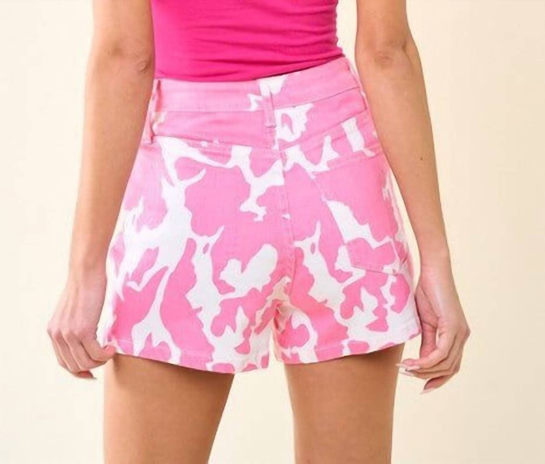 Saints & Hearts - Lainey Cow Print Shorts - clothing - cotton - blend - high - waist