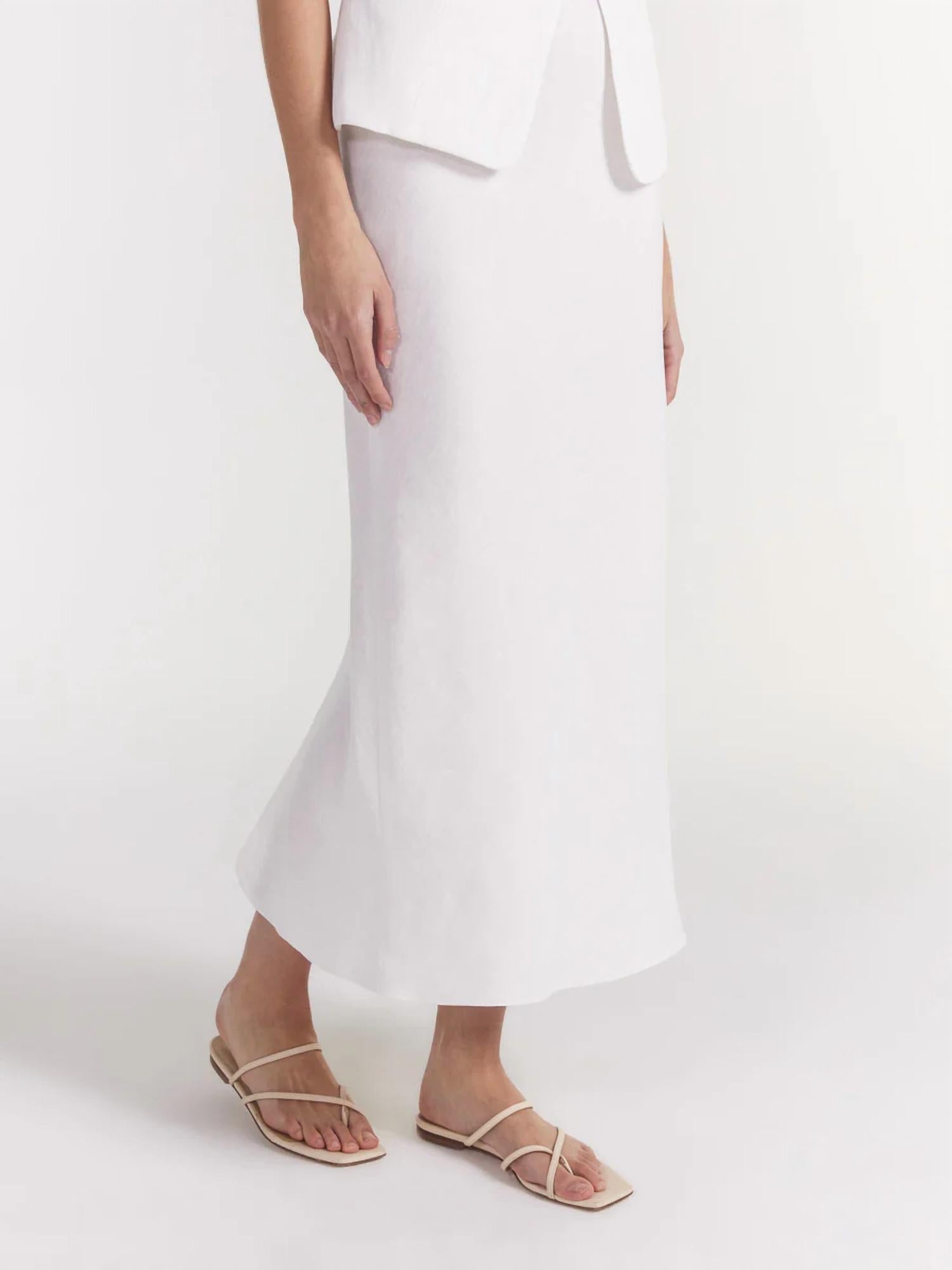 Saloni - Carine Linen Midi Skirt - clothing - knee - length - skirts - linen