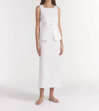Saloni - Carine Linen Midi Skirt - clothing - knee - length - skirts - linen