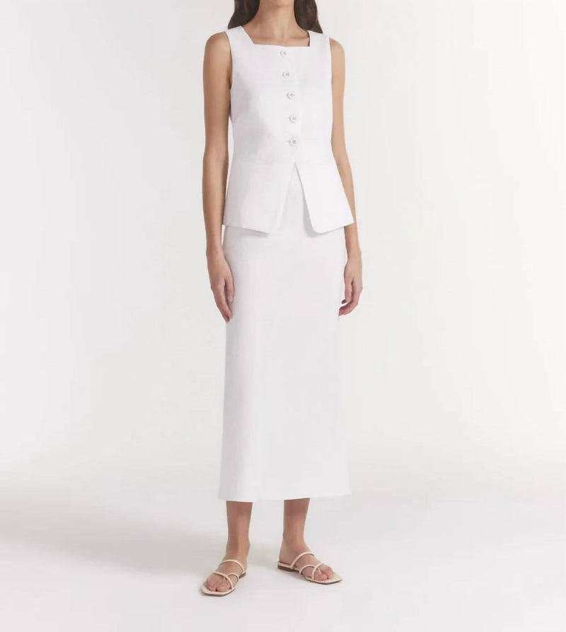 Saloni - Carine Linen Midi Skirt - clothing - knee - length - skirts - linen