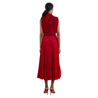 Saloni - Fleur Velvet High Neck Dress - clothing - dresses - midi