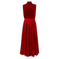Saloni - Fleur Velvet High Neck Dress - clothing - dresses - midi