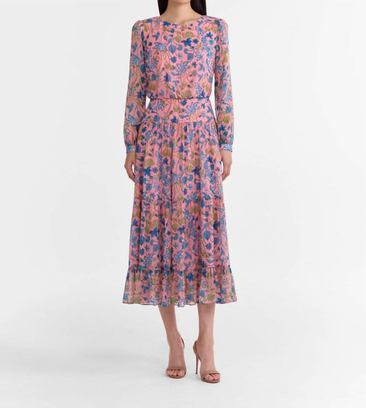 Saloni - Isabel Round Neck Midi Dress - clothing - dresses - floral