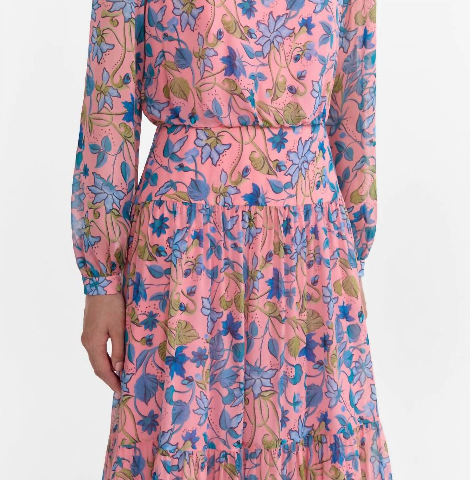 Saloni - Isabel Round Neck Midi Dress - clothing - dresses - floral