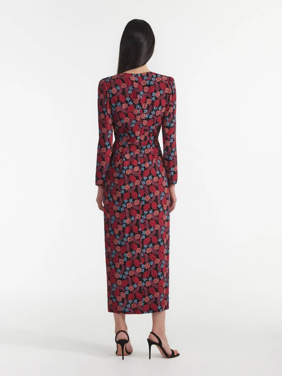 Saloni - Jinx Long Sleeve Midi Dress - clothing - dresses - floral