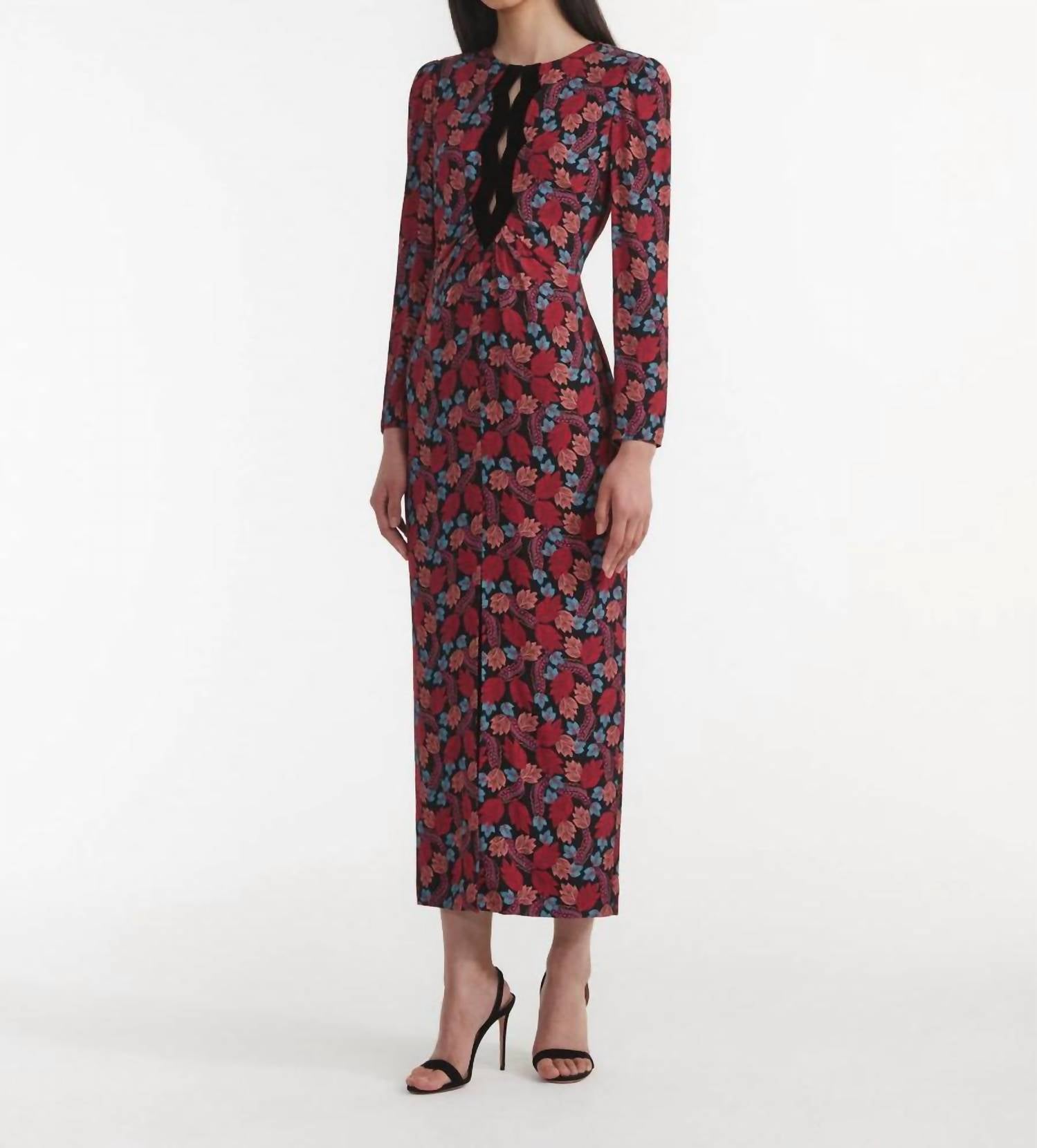 Saloni - Jinx Long Sleeve Midi Dress - clothing - dresses - floral