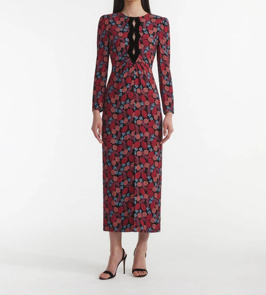 Saloni - Jinx Long Sleeve Midi Dress - clothing - dresses - floral
