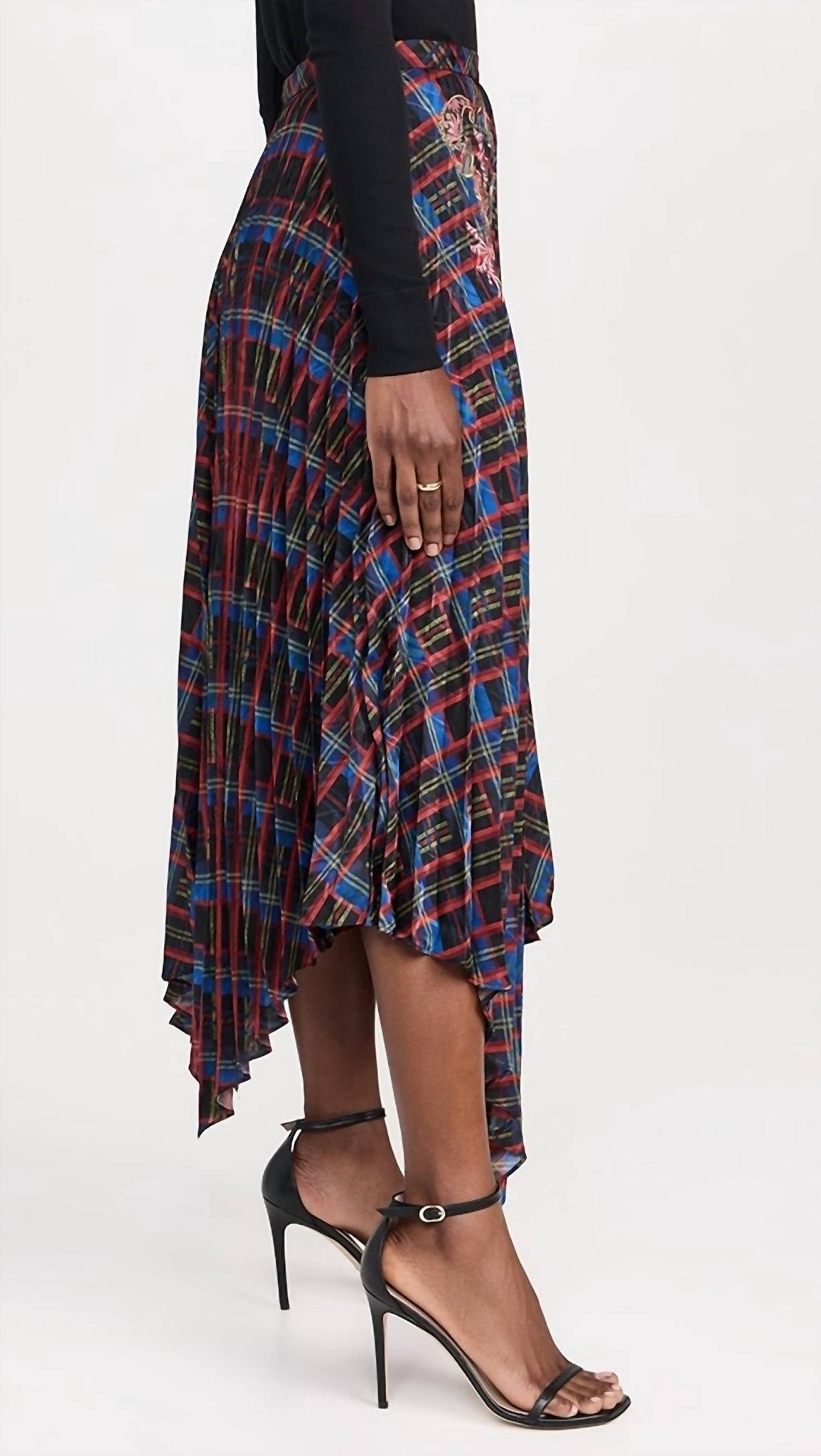 Saloni - Zuri Embossed Pleat Skirt - clothing - knee - length - skirts - midi