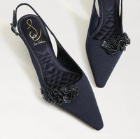 Sam Edelman - Women's Bianka Fabric Pointed Toe Slingback Kitten Heeled Pump