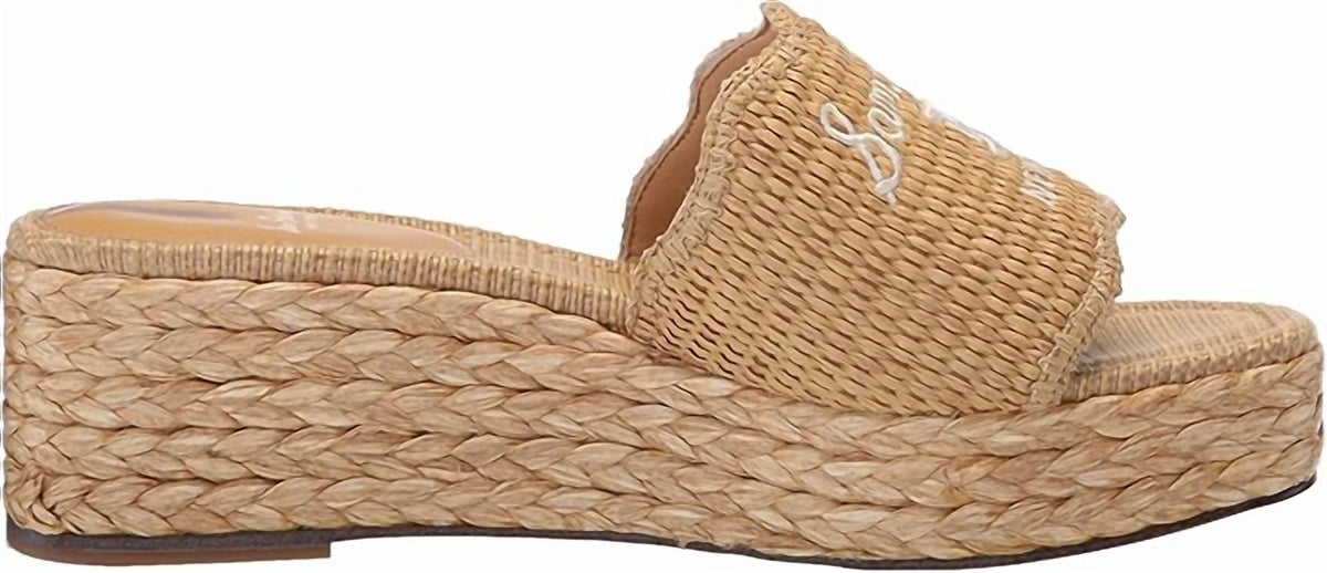 Sam Edelman - Women's Camila Raffia Squared Open Toe Slip On Wedge Heeled Sandals