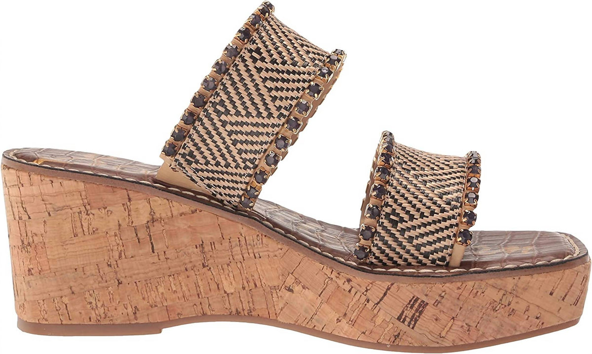 Sam Edelman - Women's Double Strap Slip On Open Toe Wedge Sandals