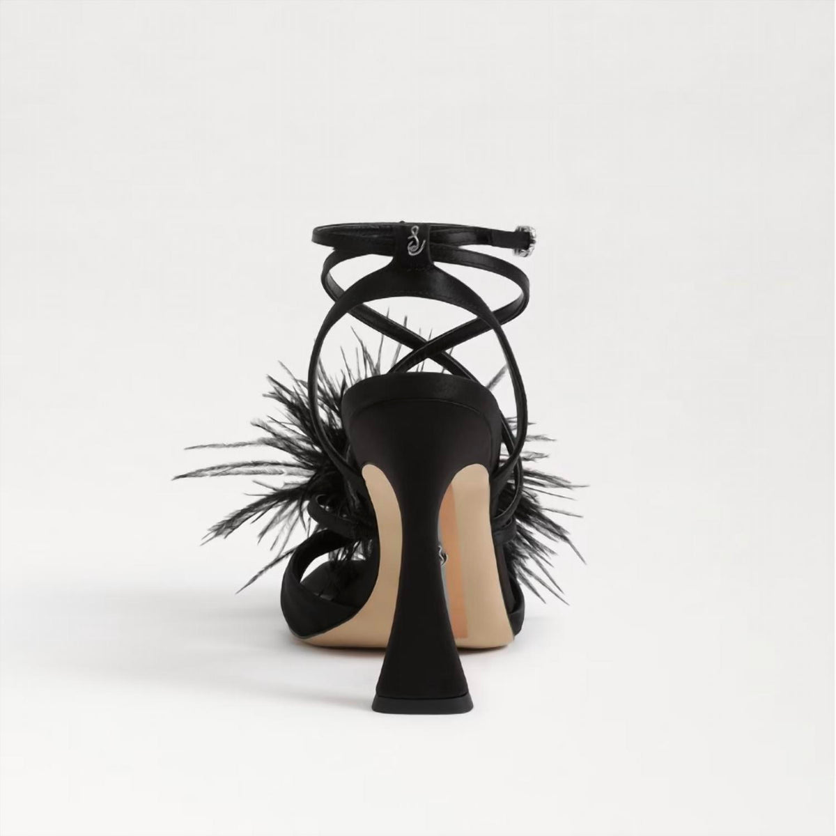 Sam Edelman - Women's Layton Ankle Strap Spool Heeled Feather Detailed Sandals