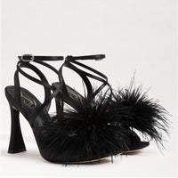 Sam Edelman - Women's Layton Ankle Strap Spool Heeled Feather Detailed Sandals