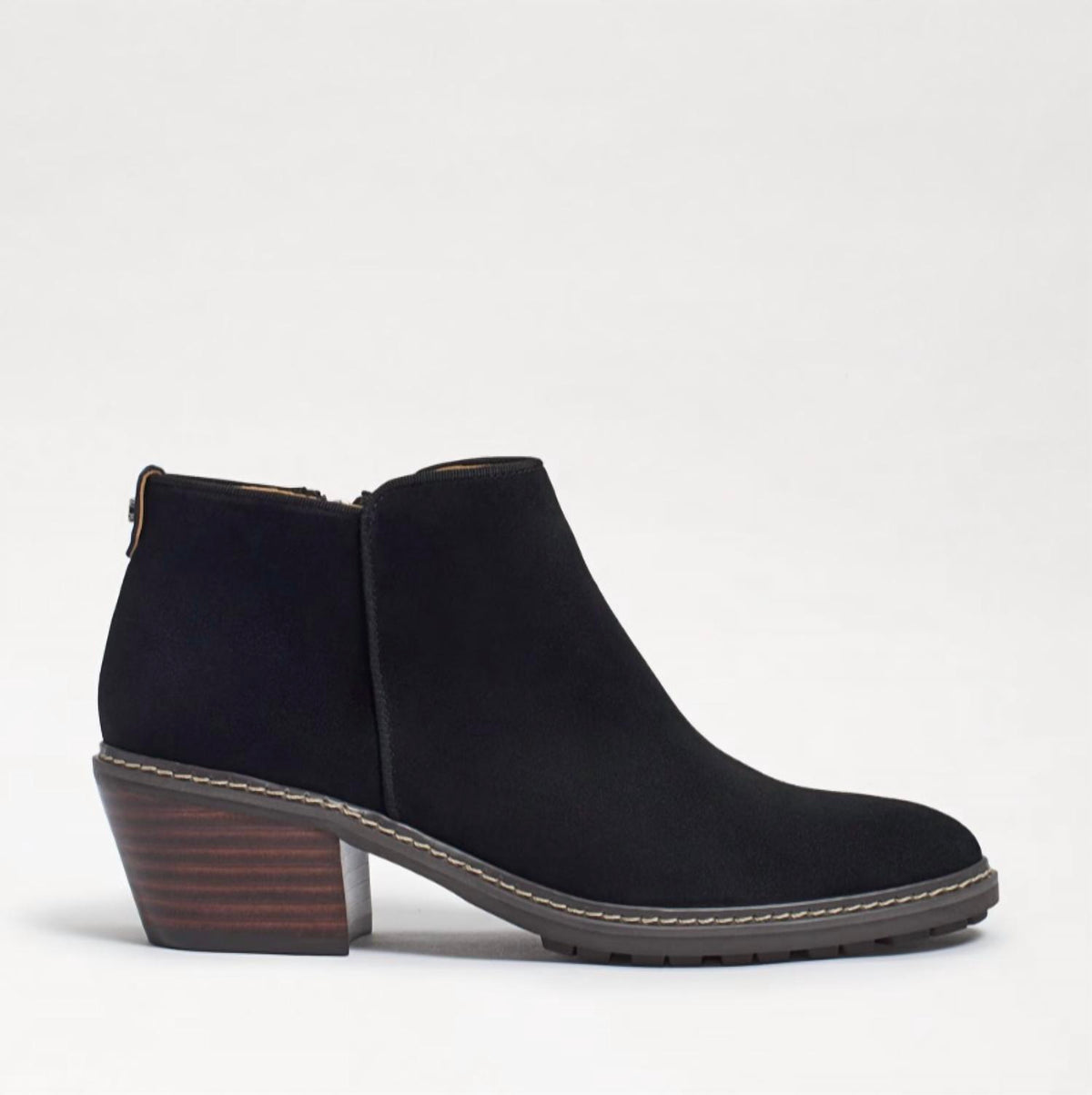 Sam Edelman - Women's Pryce Leather Round Toe Stacked Heel Slip-on Ankle Boots