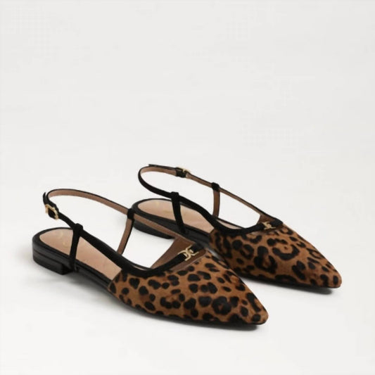Sam Edelman - Women's Cohen Leopard Suede Slingback Flats - brown - leather - sandals