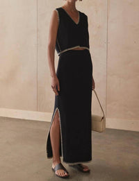 Sancia - Maya Maxi Skirt - black - clothing - cotton - blend