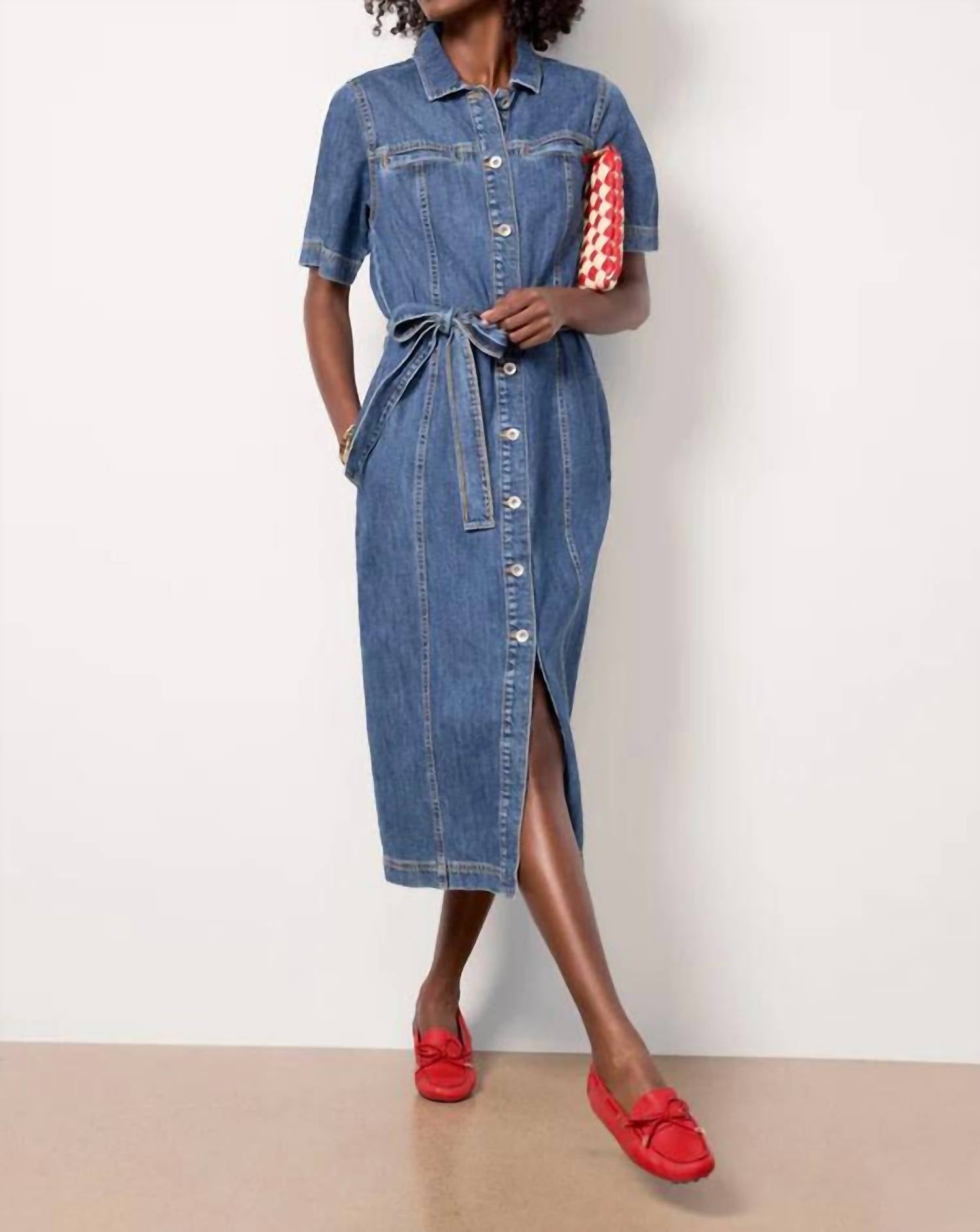 Sanctuary - Alma Denim Midi Dress - blue - clothing - cotton - blend