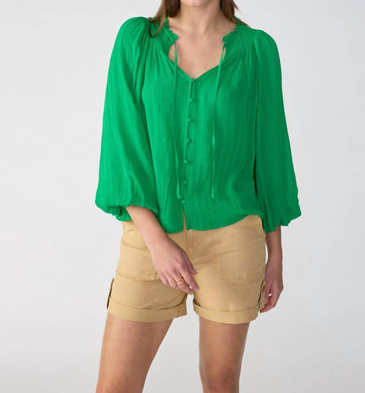 Sanctuary - Breezy Smock Neck Top - clothing - green - shirts