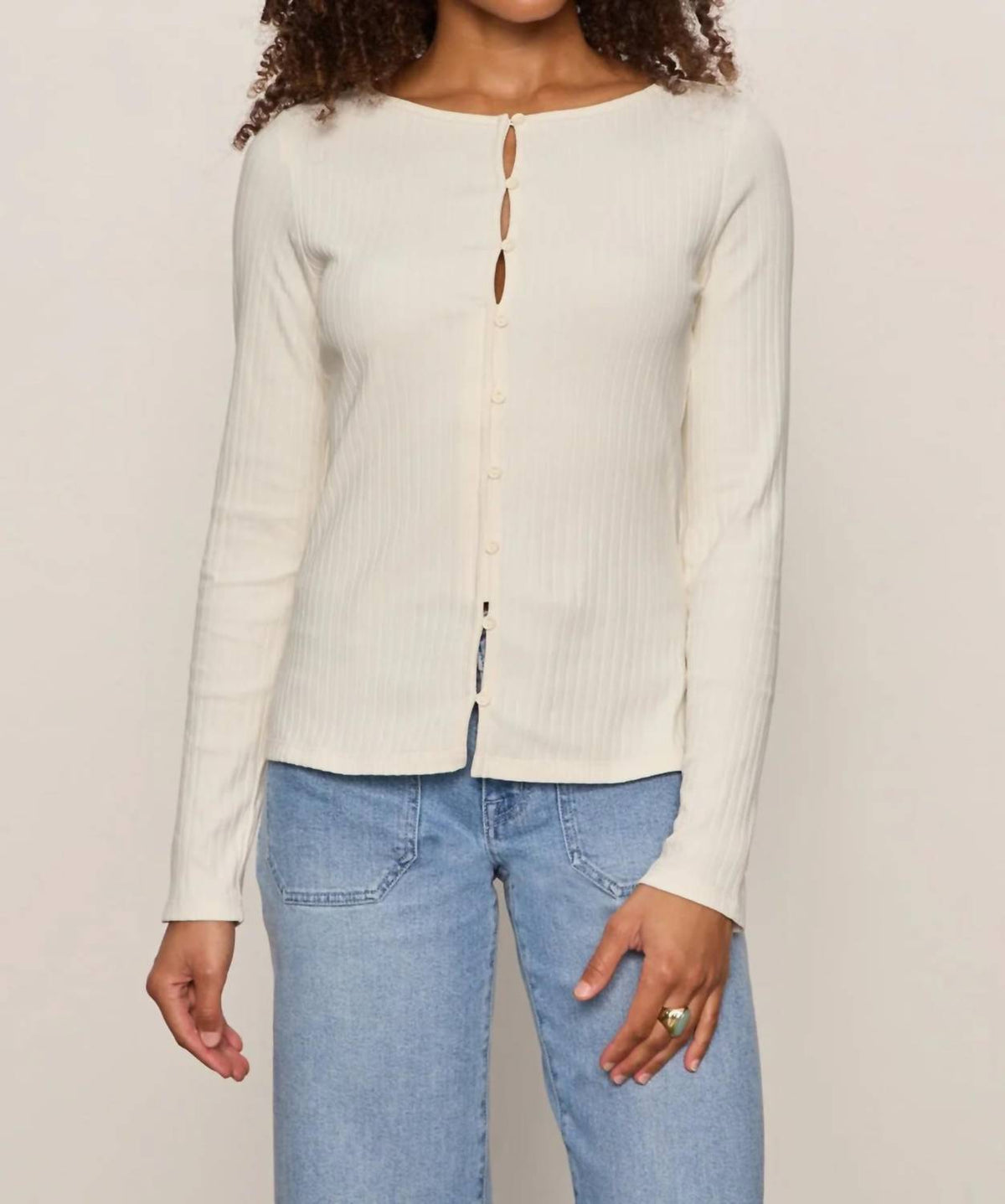 Sanctuary - Button Front Ribbed Top