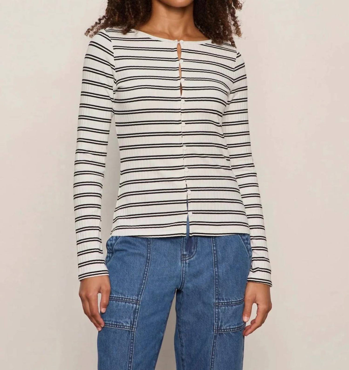 Sanctuary - Button Front Ribbed Top