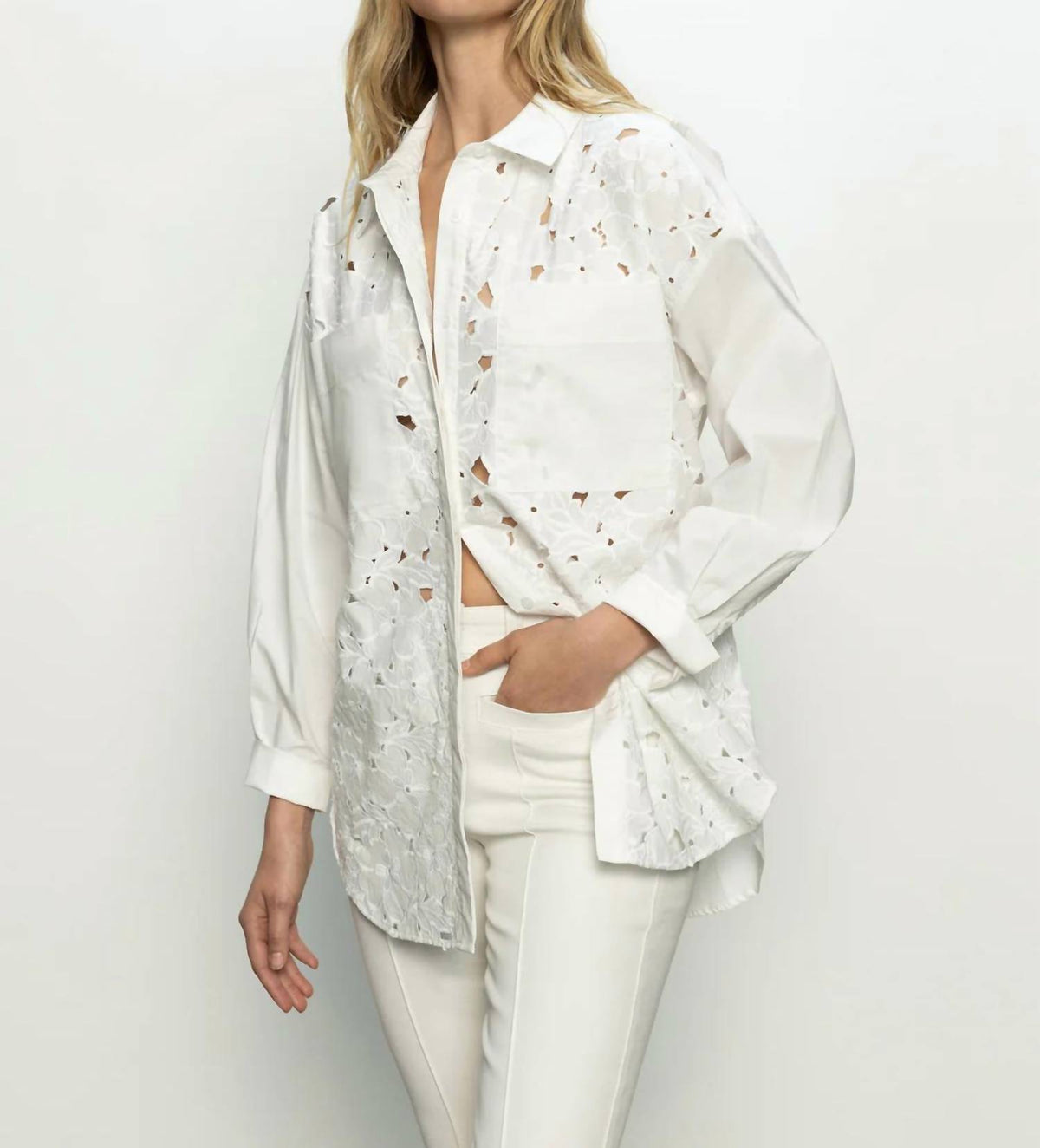 Sanctuary - Lace Boyfriend Tie Back Shirt