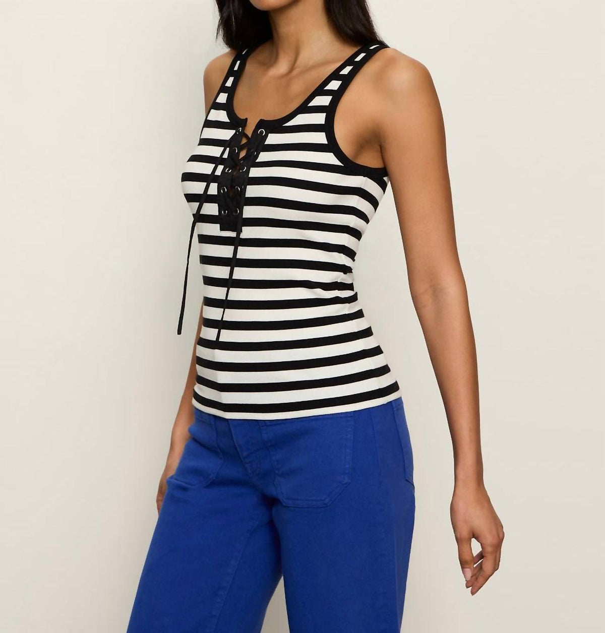 Sanctuary - Lace Up Stripe Tank Top