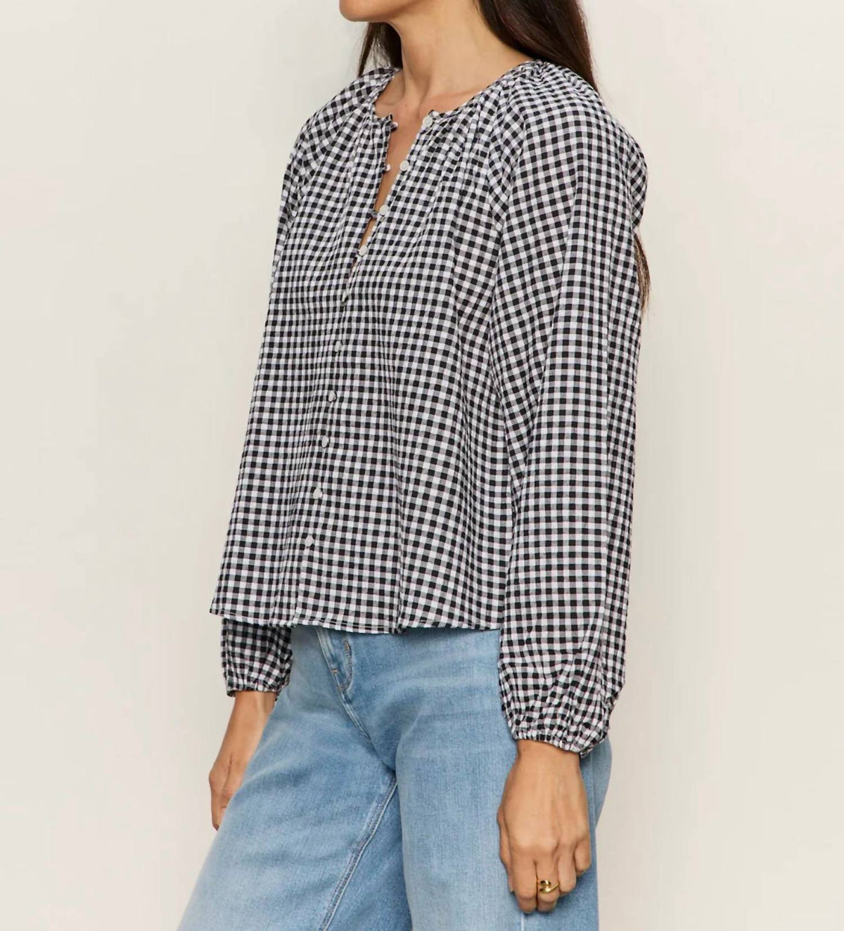 Sanctuary - Perfect Gingham Button Front Blouse