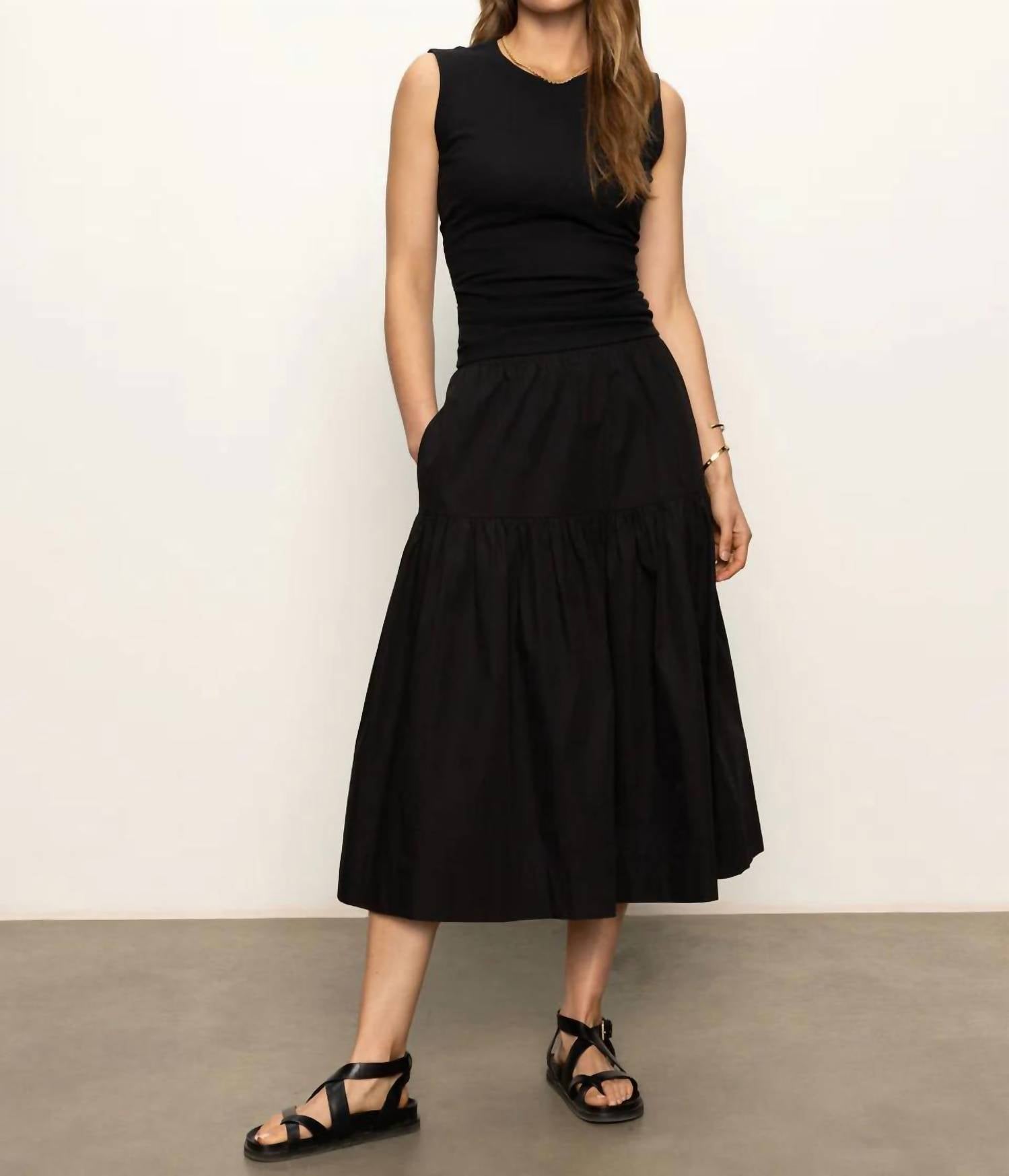 Sanctuary - Poplin Prairie Skirt - black - clothing - cotton