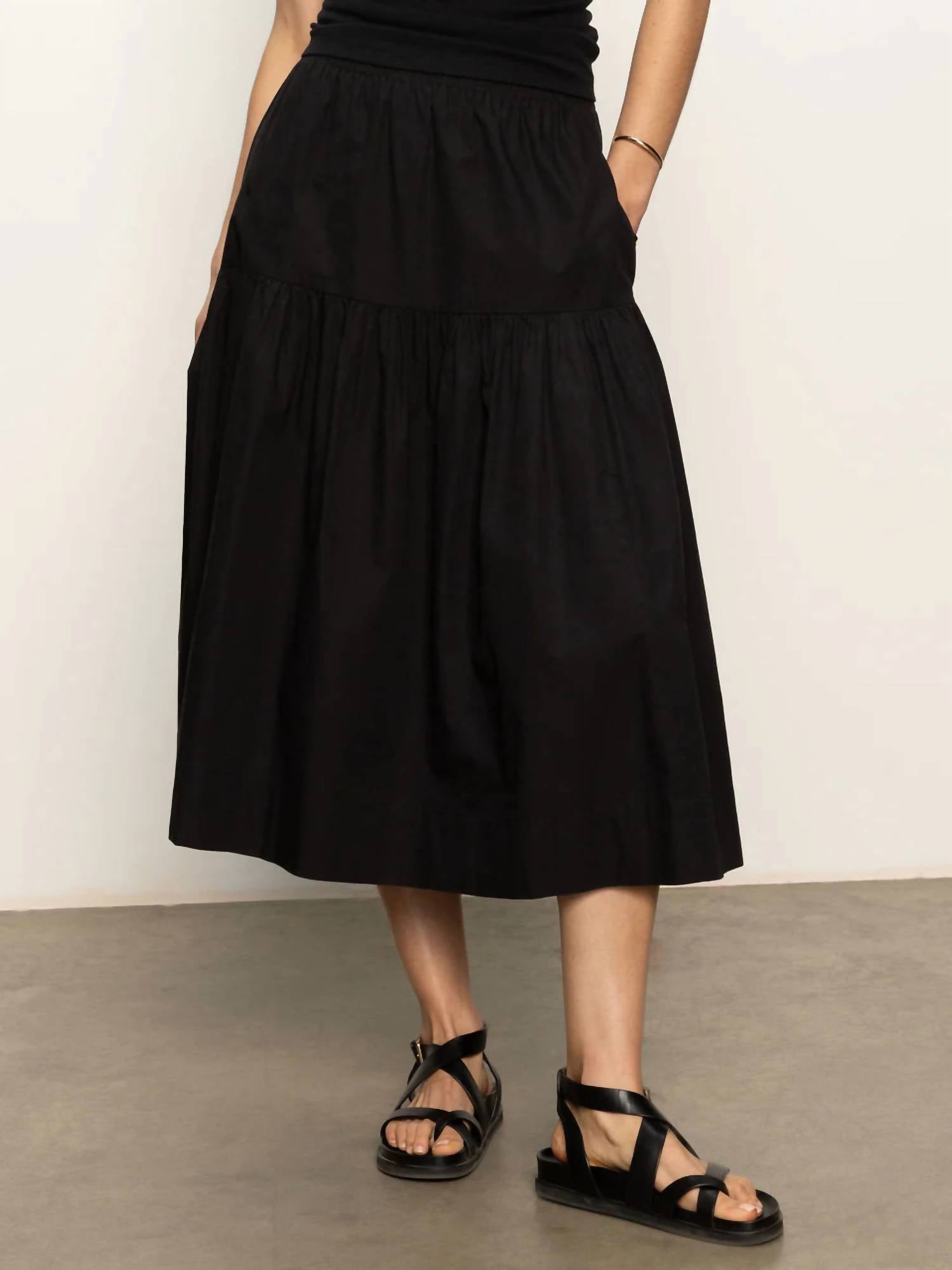 Sanctuary - Poplin Prairie Skirt - black - clothing - cotton