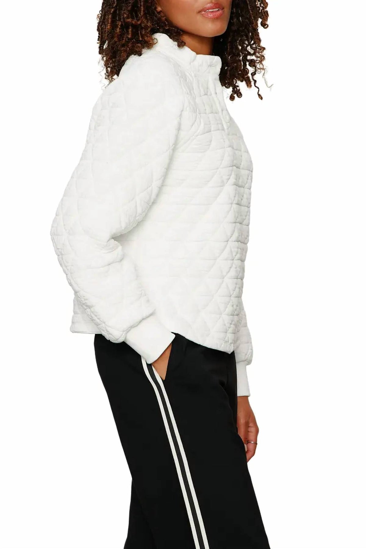 Sanctuary - Quilted Button Up Popover Sweatshirt